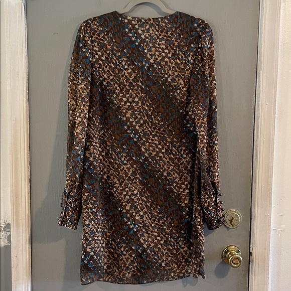 M60 Miss Sixty Dress Womens 6 Brown Printed Round Neck Long Sleeve Lace Trim - Picture 5 of 5